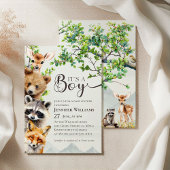Invitation Woodland Animals Greenery It’s a Boy Baby Shower
