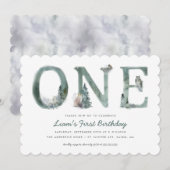 Invitation Woodland Animals Watercolor 1er anniversaire (Devant / Derrière)