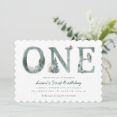 Invitation Woodland Animals Watercolor 1er anniversaire (Debout devant)