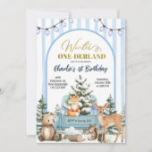 Invitation Woodland Animals Winter Onederland First Birthday (Devant)