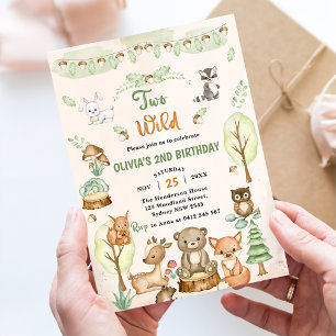 Invitation Woodland Animaux 2e fête d'anniversaire