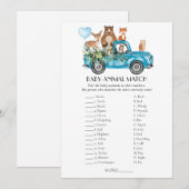 Invitation Woodland Animaux Blue Truck Match Card (Devant / Derrière)