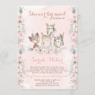 Invitation Woodland Animaux douches roses rougissantes par ma