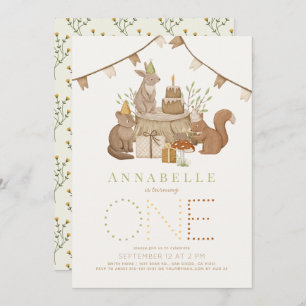 Invitation Woodland Animaux Forêt fête 1er anniversaire