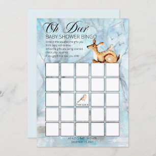 Invitation Woodland Animaux Winter Boy Baby shower Bingo Card