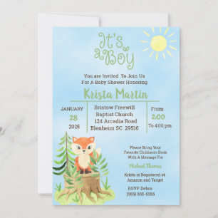 Invitation Woodland apporte un Baby shower de livre