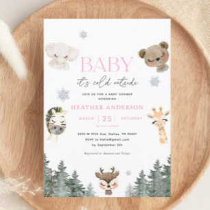 Invitation Woodland Baby C'est froid dehors Baby shower fille