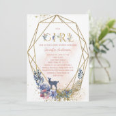 Invitation Woodland Baby Girl Douche (Debout devant)