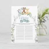 Invitation Woodland Baby shower Baby ABC's Game (Debout devant)