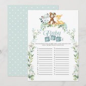 Invitation Woodland Baby shower Baby ABC's Game (Devant / Derrière)