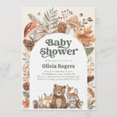 Invitation Woodland Baby Shower Fox Deer Bear Gender Neutral (Devant)