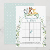 Invitation Woodland Baby shower Jeu de Bingo (Devant / Derrière)