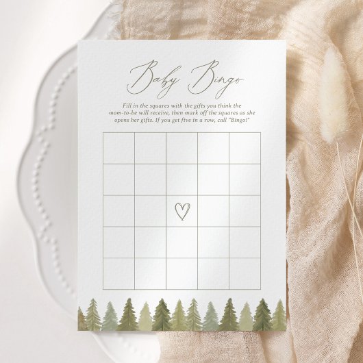 Invitation Woodland Baby shower Jeu de Bingo