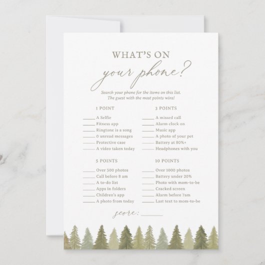 Invitation Woodland Baby shower Qu'y a-t-il sur votre jeu de  (Devant)