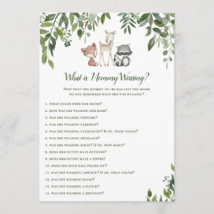 Invitation Woodland Baby shower What's Mommy Wear Game 5x7