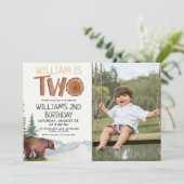 Invitation Woodland Bear 2nd Birthday Boys (Debout devant)