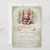 Invitation Woodland Bear Bearly Wait Virtual Boy Baby shower (Devant)