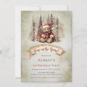 Invitation Woodland Bear ONE derful Holiday 1er Birthday Part (Devant)