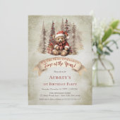 Invitation Woodland Bear ONE derful Holiday 1er Birthday Part (Debout devant)
