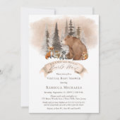 Invitation Woodland Bearly Wait Virtual Boy Baby shower (Devant)
