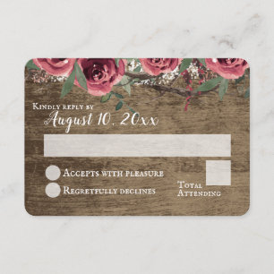 Invitation Woodland Bourgogne Fleurs Rustique Mariage de la g