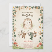 Invitation Woodland budget Hedgehog Greenery baby shower (Devant)