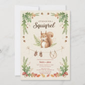 Invitation Woodland budget Squirrel Greenery baby shower (Devant)