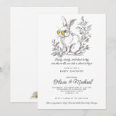 Invitation Woodland Bunny Baby Shower (Devant / Derrière)