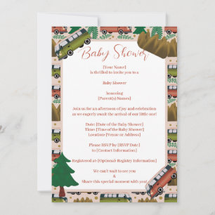 Invitation Woodland Camper Baby Girl Douche