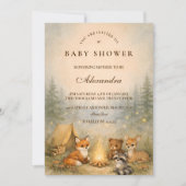Invitation Woodland Campfire Baby Shower (Devant)