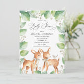 Invitation Woodland Chère fille Verdure Baby shower neutre (Debout devant)