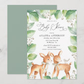 Invitation Woodland Chère fille Verdure Baby shower neutre (Devant / Derrière)