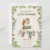 Invitation Woodland chipmunk Greenery baby shower (Devant)