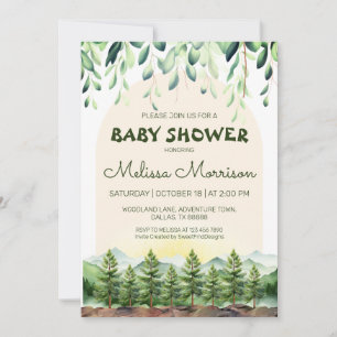 Invitation Woodland Classic Arch Baby Boy Douche