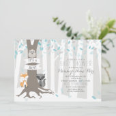 Invitation Woodland Creatures Baby shower d'hiver - Garçon (Debout devant)