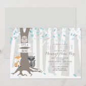 Invitation Woodland Creatures Baby shower d'hiver - Garçon (Devant / Derrière)