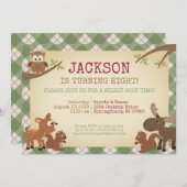 Invitation Woodland Créatures fête d'anniversaire (Devant / Derrière)
