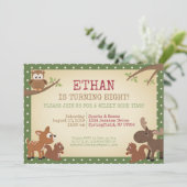 Invitation Woodland Créatures fête d'anniversaire (Debout devant)