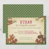 Invitation Woodland Créatures fête d'anniversaire (Devant / Derrière)