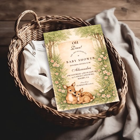 Invitation Woodland Deer Baby Shower