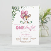 Invitation Woodland Deer Rose greenergirl Premier anniversair (Debout devant)