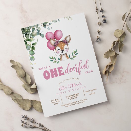 Invitation Woodland Deer Rose greenergirl Premier anniversair