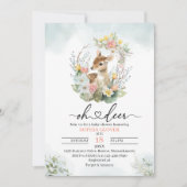Invitation Woodland deerflowers verdure aquarelle bébé specta (Devant)