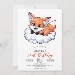 Invitation Woodland Digital Fox 1er anniversaire