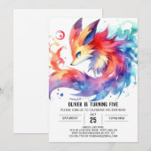 Invitation Woodland Editable Fox Anniversaire (Devant / Derrière)