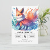 Invitation Woodland Editable Fox Anniversaire (Debout devant)