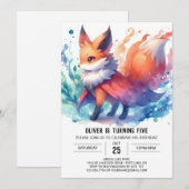 Invitation Woodland Editable Fox Anniversaire (Devant / Derrière)