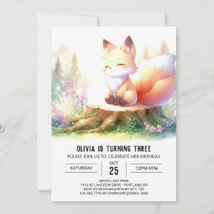 Invitation Woodland Elegant Fox Anniversaire numérique