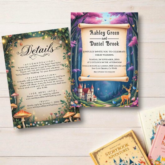 Invitation Woodland Enchanted Forest Castle Fairytale Mariage
