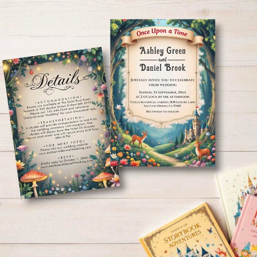 Invitation Woodland Enchanted Forest Castle Fairytale Mariage